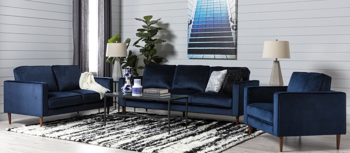 blue velvet sofa