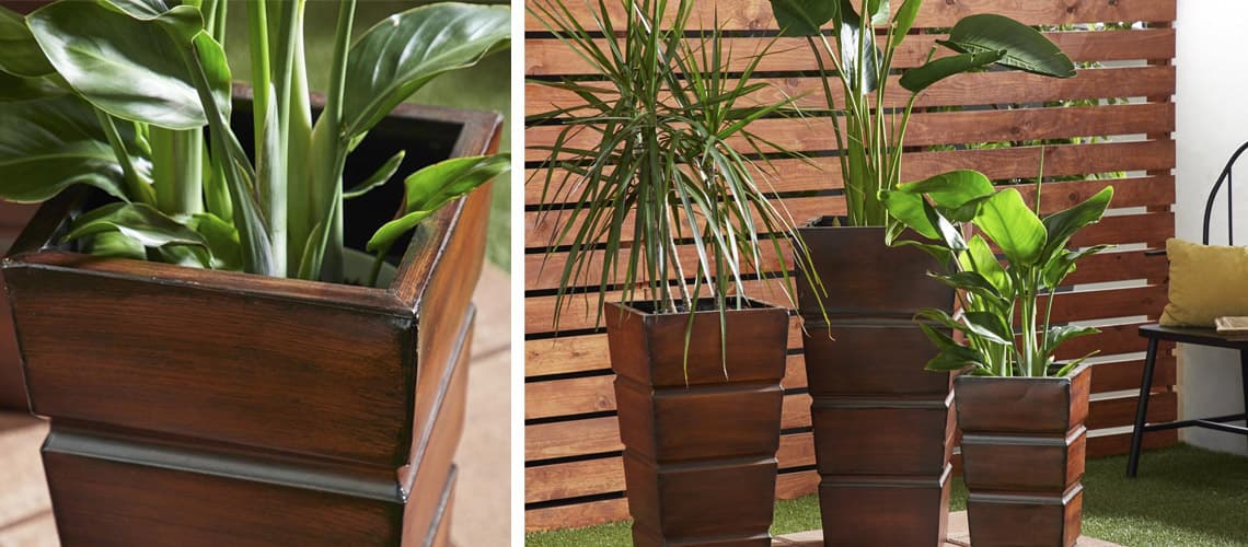 rustic planters backyard