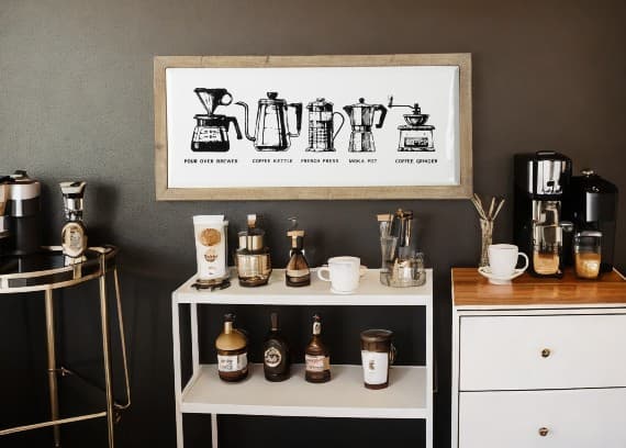 bedroom coffee bar aesthetic