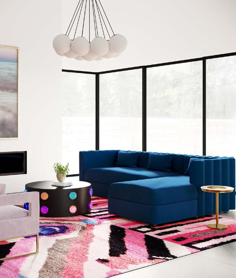 blue velvet sofa living room ideas 2024