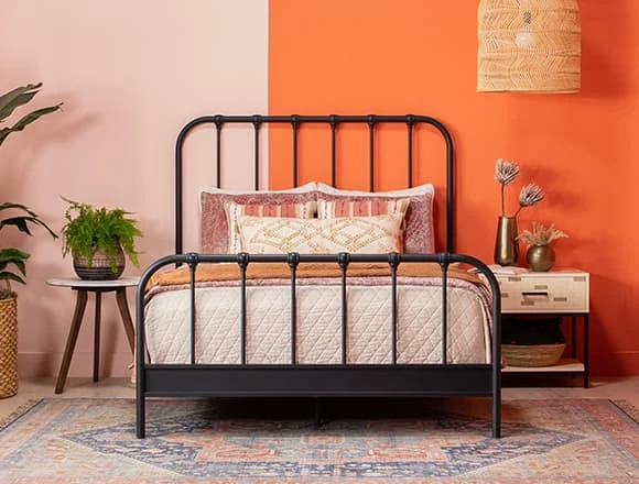 Boho Bedroom With Knox Queen Metal Panel Bed